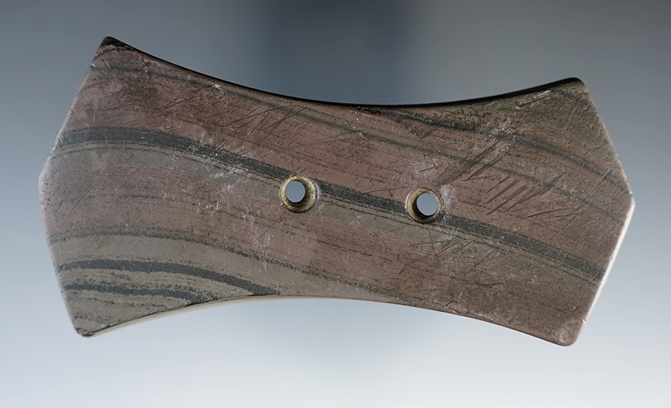 4 7/16" Six-sided Hopewell Gorget found in Noble Co., Indiana. Pictured!