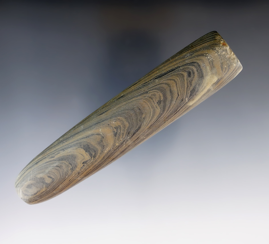 5 1/16" Archaic Tube Bannerstone - Washington Twp., Hardin Co., Ohio. Awarded "Best Field Find"!