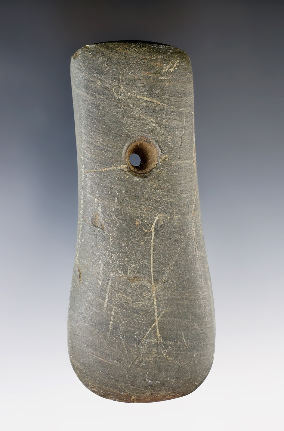 4 3/8" Adena Keyhole Pendant found in or near New Carlisle on the Clark/Miami Co., Ohio line.