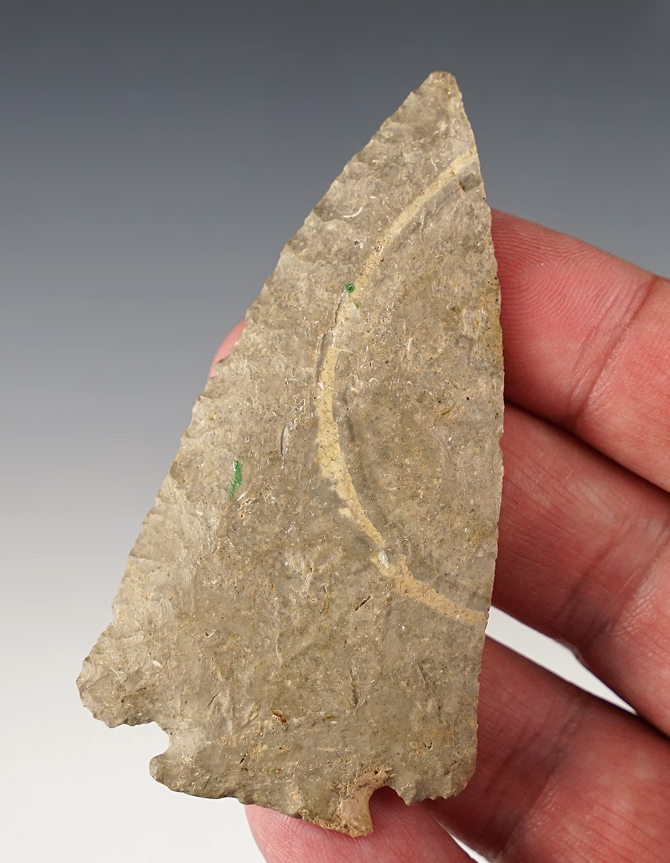 Well made 3 1/8" Decatur found in Michigan. Minor restoration to one basal corner. 