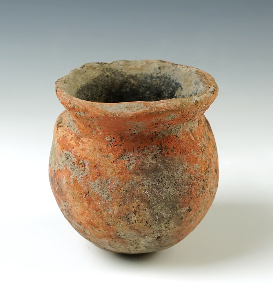3 5/8" x 3 1/4" Ban Chiang Pottery Vessel - solid condition. Circa 900-300 B.C. Thailand.