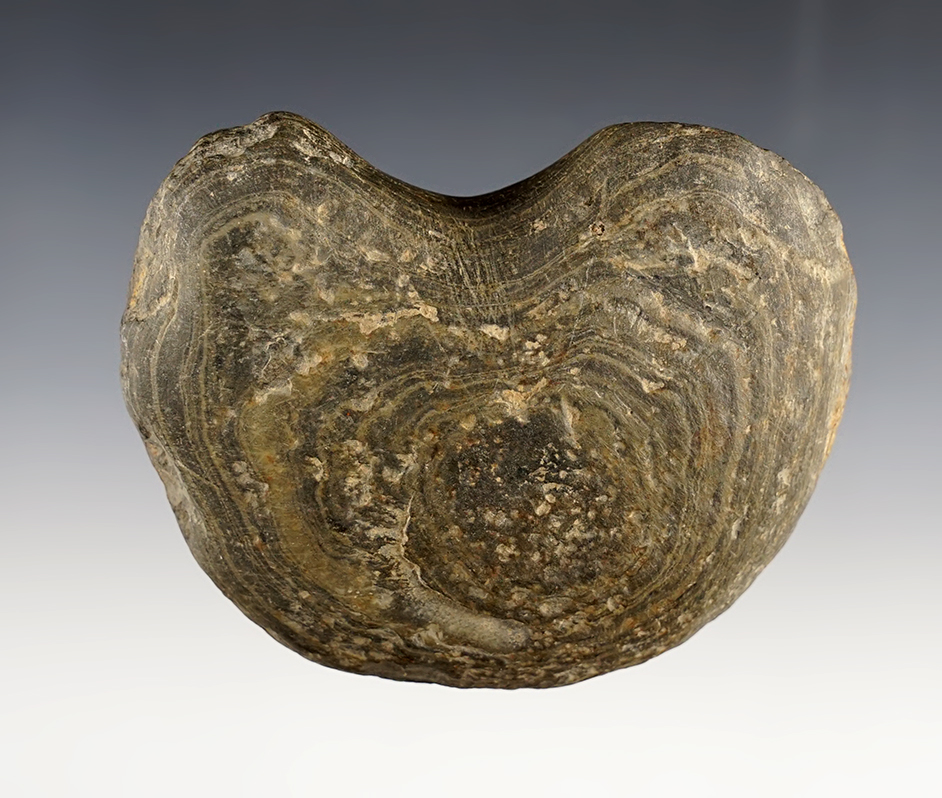 3 5/8" Bannerstone Preform found in Whitley Co, Indiana. Ex. Dave Warner.  Ex. Dav id Ramp. 