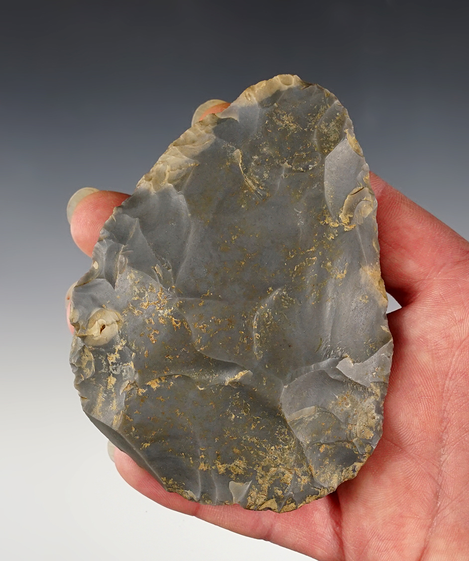 3 7/8" Cache Blade made from Hornstone. Found at the Cribb Mound in Spencer Co., Indiana. 