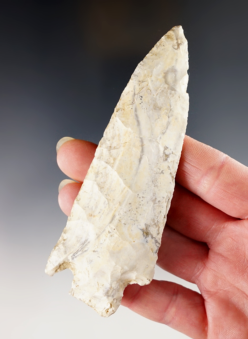 4 9/16" Etley made from attractive Jefferson City Chert. Found in Boone Co., Missouri.