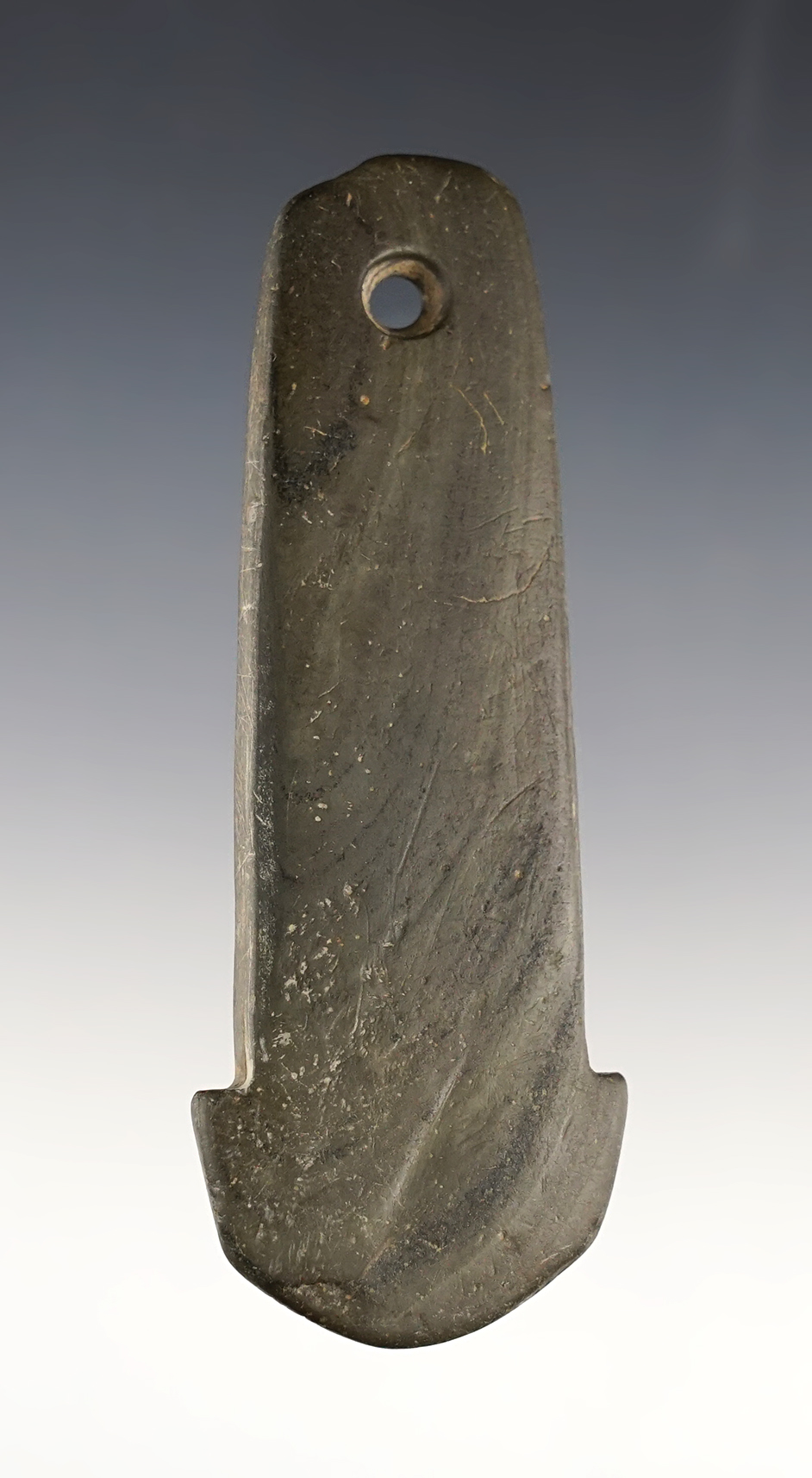 3 7/8" Anchor Pendant found in Delaware Co., Ohio. Made from green and black Banded Slate. 