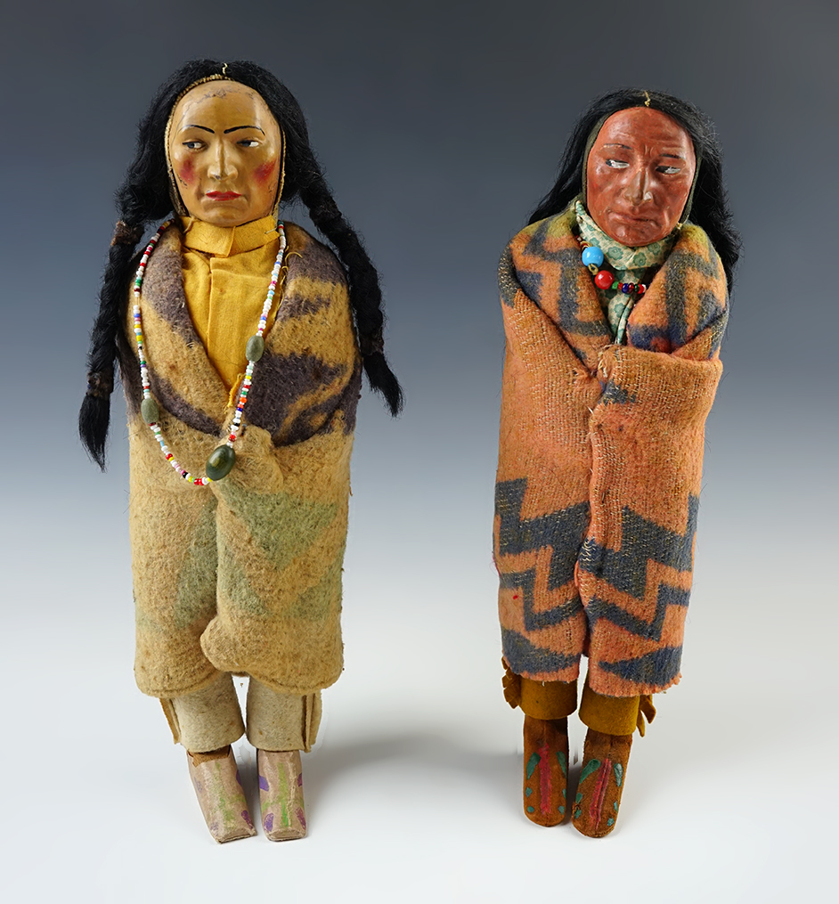 Pair of Vintage Skookum Dolls, largest is 11 /12". Both are in very nice condition. 