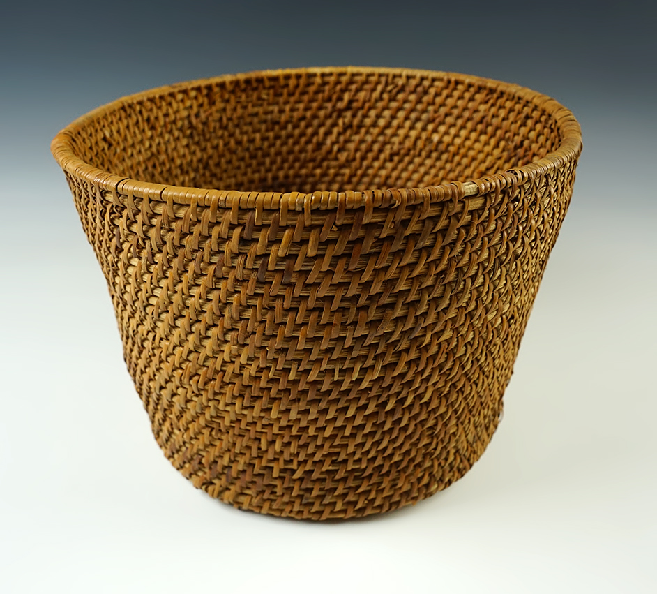 9" wide by 6" tall nicely woven Vintage Basket in excellent condition. 