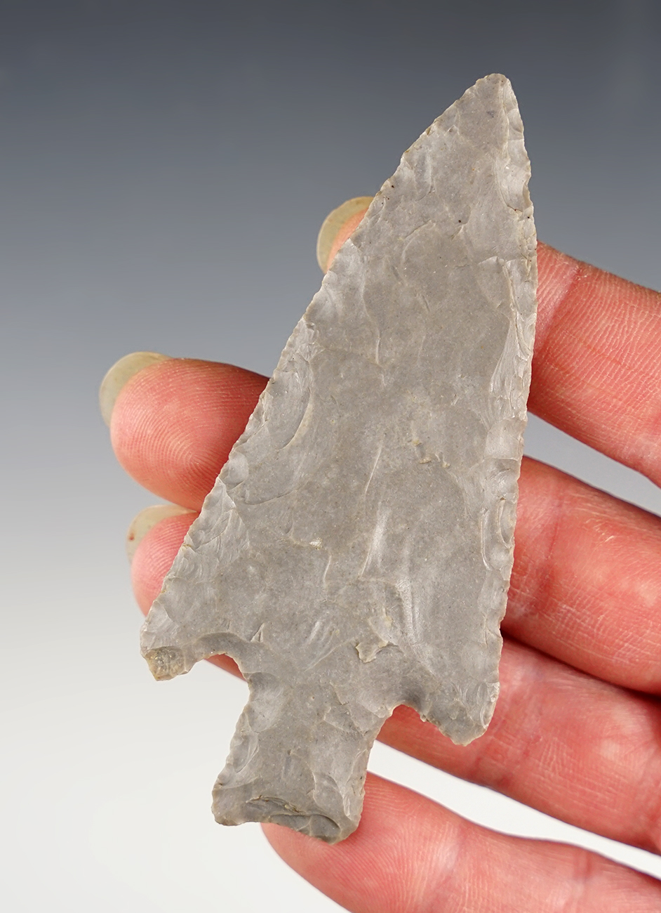 3 1/2" Buck Creek made from Hornstone. Found by Allen Selders in Knox Co., Indiana.  COA. 