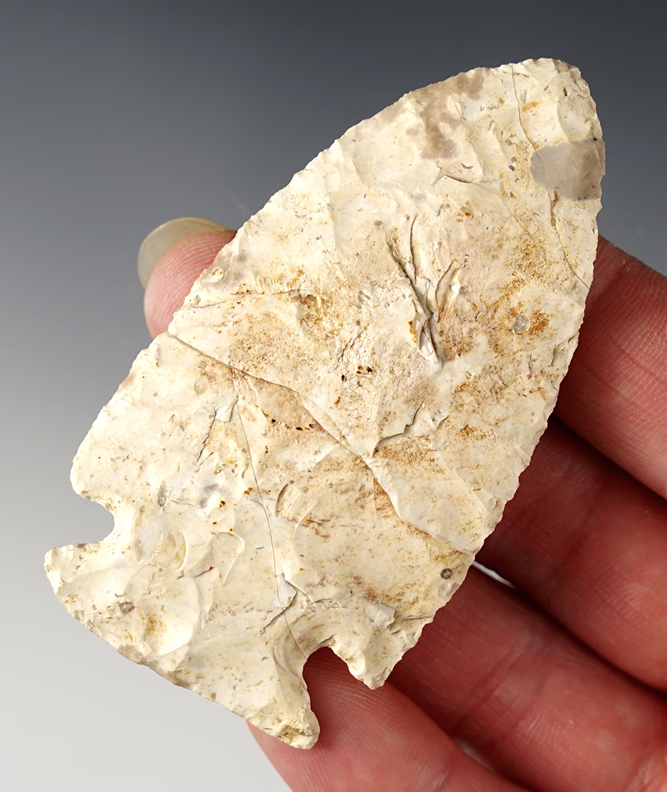 2 7/8" Sidenotch made from Ten Mile Creek Chert. Found in Jay Co., Indiana. 