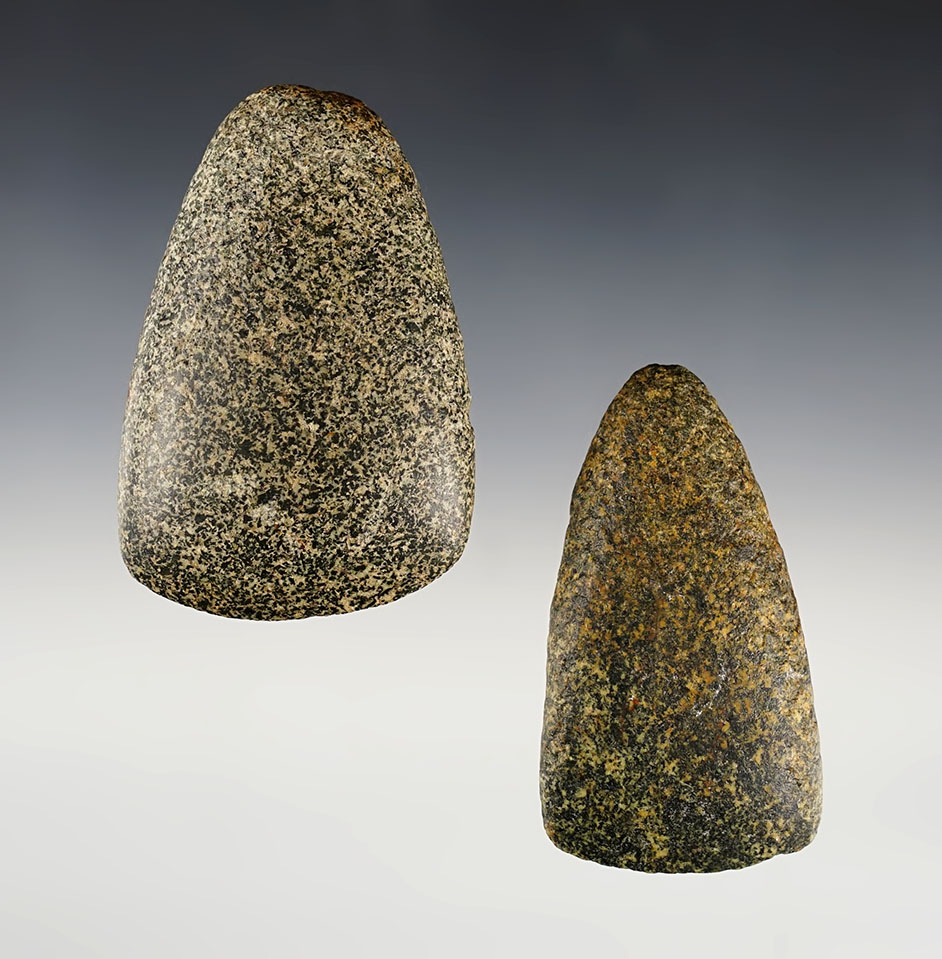 Nice Pair! Includes a 3 1/4" Adze - Hardin Co., Illinois.  3 1/2" Celt found in Jefferson Co., ILL