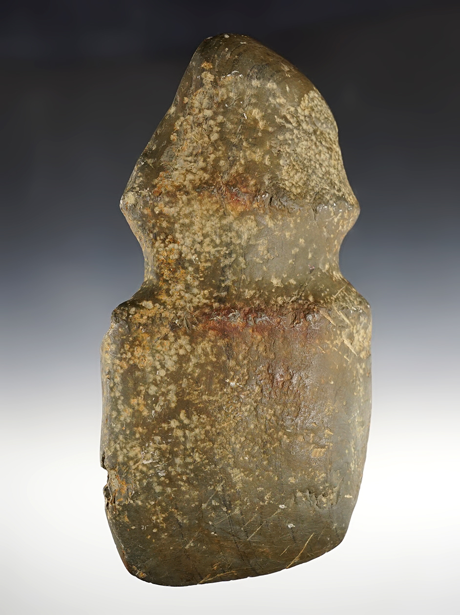 Large 8" Full Grooved Axe made from Banded Glacial Slate. Found in Whitley Co., Indiana.