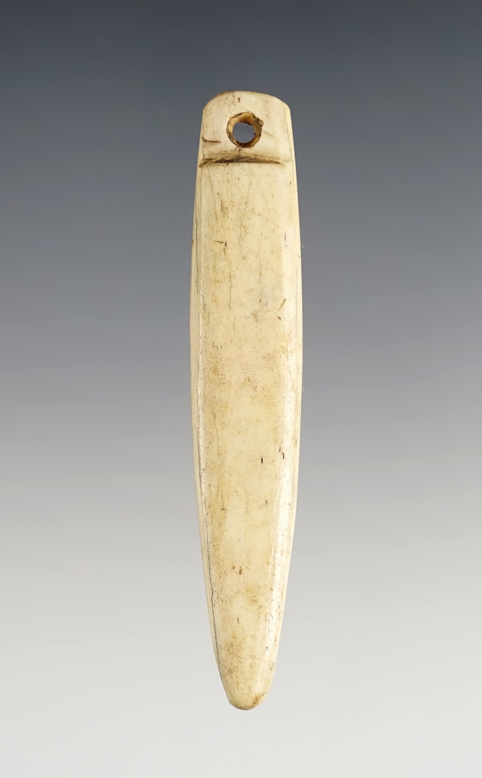 2 3/4" polished Bone Drilled Pendant. Found at the Fox Field Ft. Ancient Site in Mason Co., KY.
