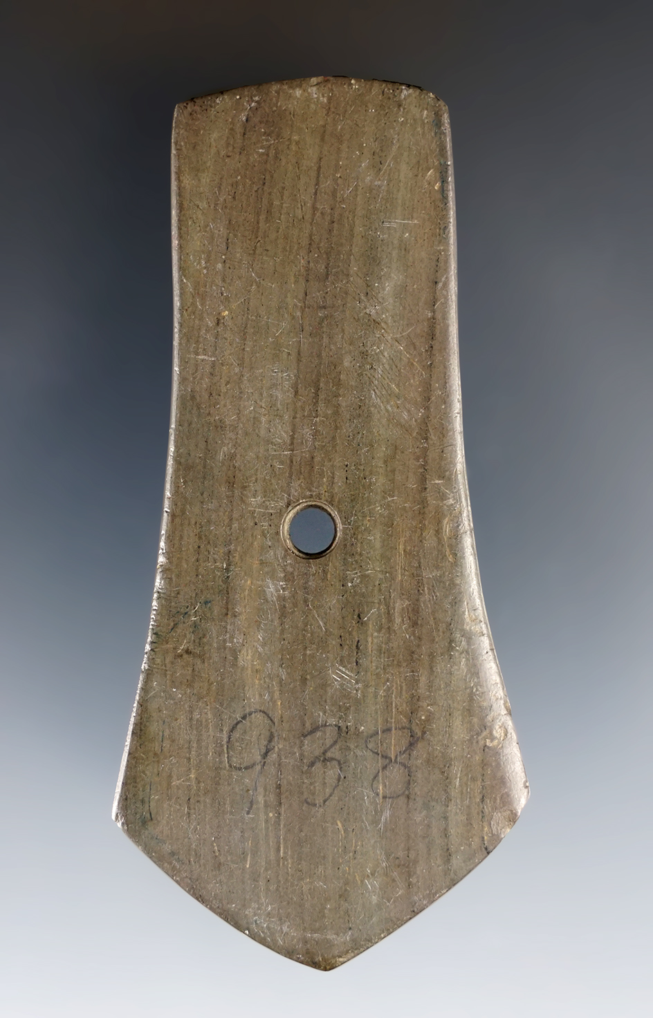 3 3/8" Hopewell Pentagonal Pendant found in Delaware Co., Ohio. Ex. Cameron Parks (#938R).