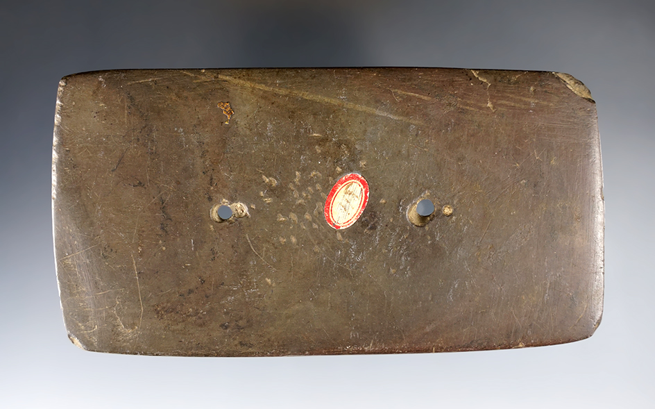 5 1/16" Adena Rectangular Gorget made from brown and black Slate. Found in Richland Co., Ohio. 