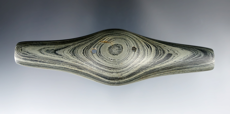 5 1/8" Adena Expanded Center Gorget - Knox Co., Ohio. Ex. Charlie Hawkins, Jim Ritchie, Garry Mumaw