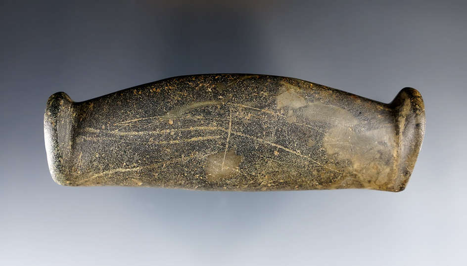 Well styled 4" Early - Middle Woodland Bar Amulet found in Fairfield Co., Ohio. Ex. Archie Diller.