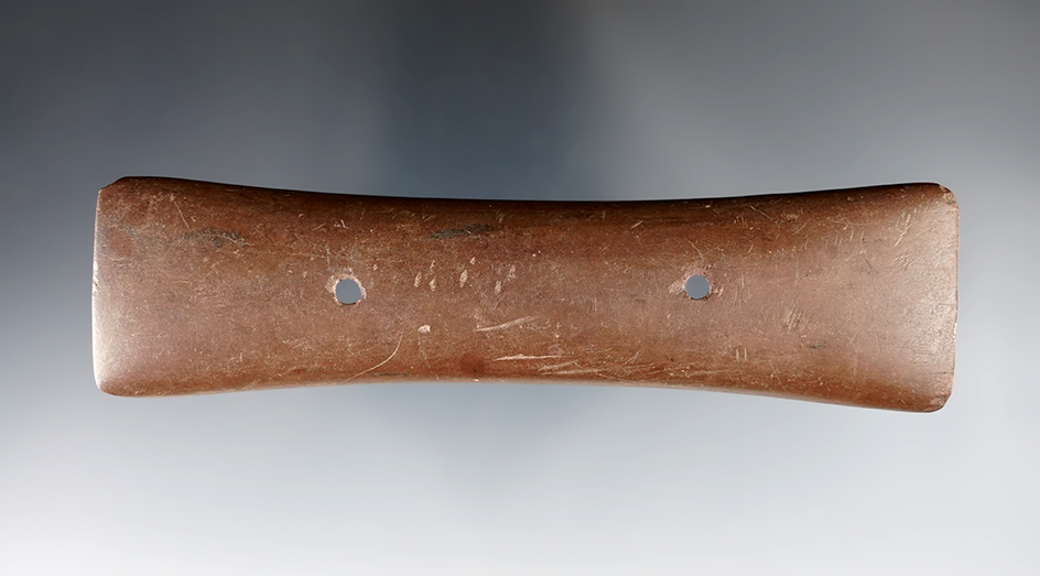 5" Adena Elongated Gorget found in Erie Co., Ohio. Pictured in "Ohio Archaeologist", Volume 9, #3.