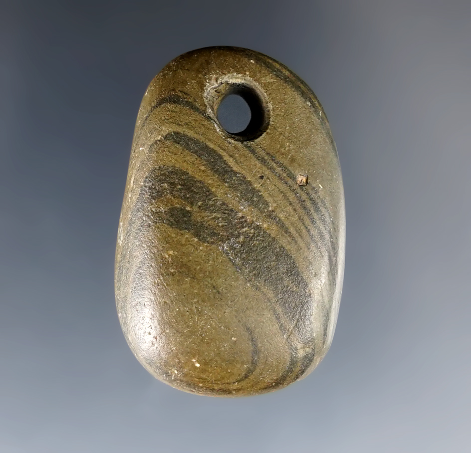 Miniature 1 15/16" Mississippian Pendant found in Ross Co., Ohio. Pictured in "Ohio Archaeologist".
