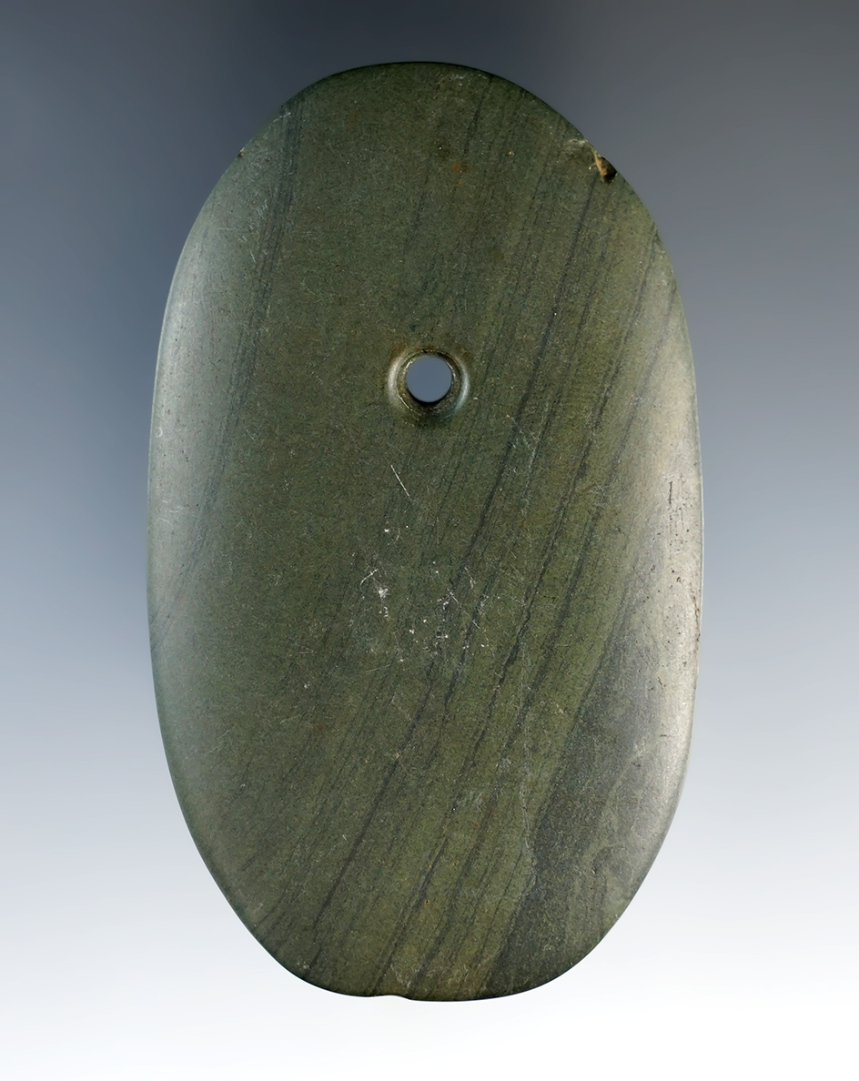 3 3/16" Hopewell Oval Pendant found in Indiana. Ex. Marion "Horsefly" Bush, Melvin Gilley (#W/728).