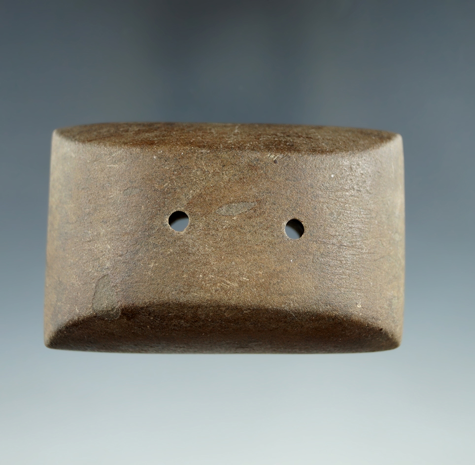 2 7/8" Adena Semi-Keeled Gorget found in Scioto Co., Ohio. Ex. Tom Voorhees Collection. Davis COA.