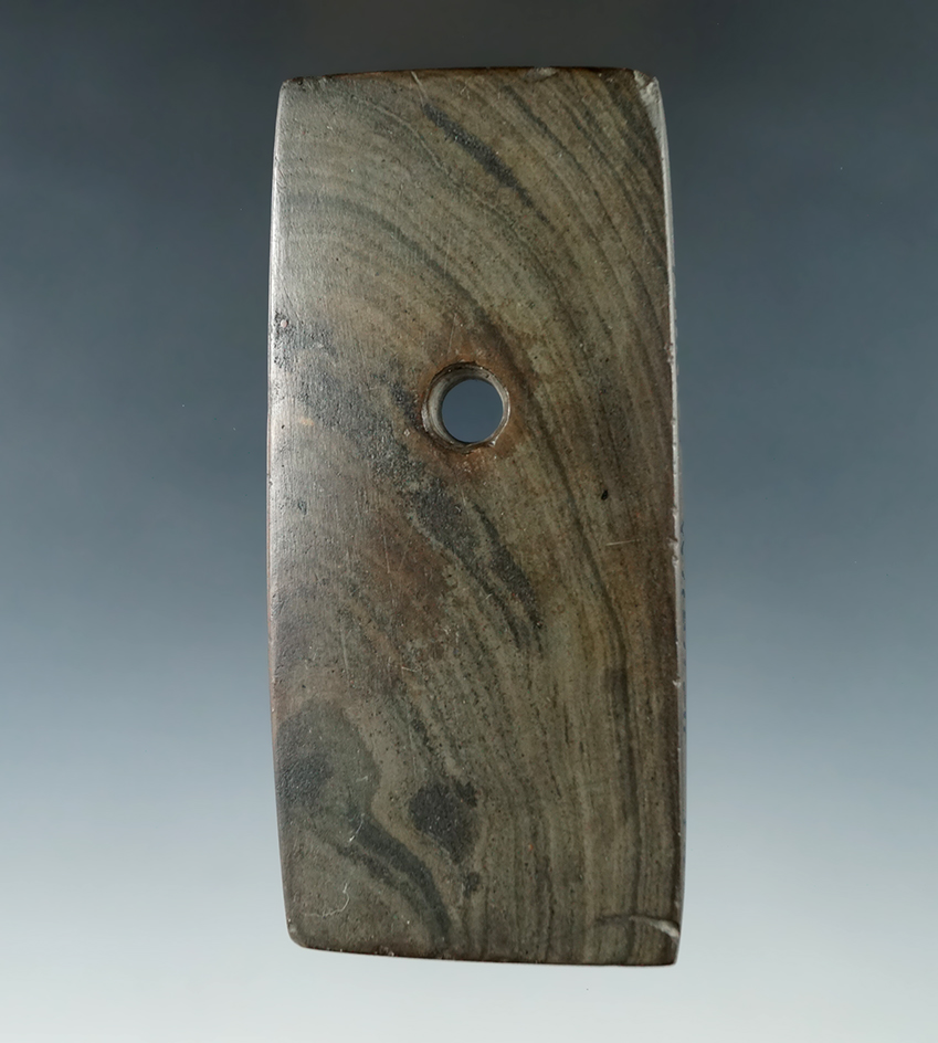 4"Adena Rectangular Pendant found in Wabash Co., Indiana. Pictured in Who’s Who #10. Ex. Parks.