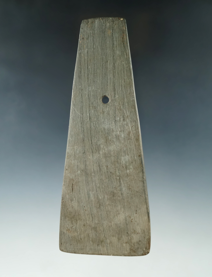 Very thin 5 13/16" Hopewell Trapezoidal Pendant - Trumbull Co., Ohio. Pictured. Ex. William Platt.