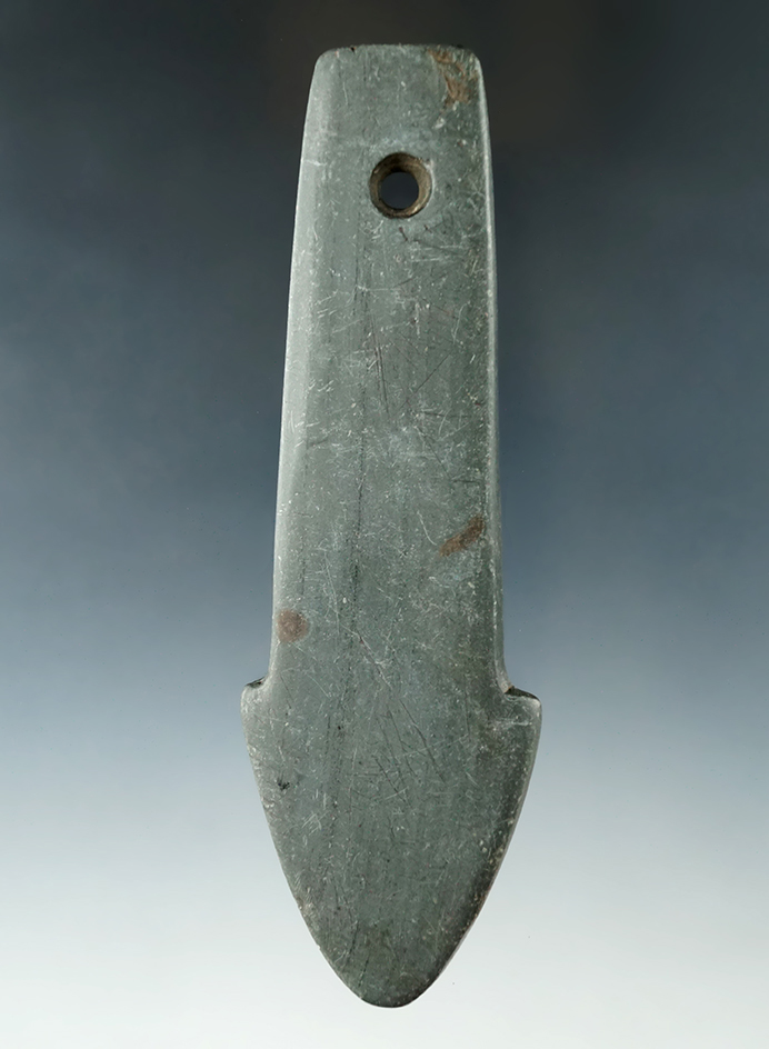 5 3/16" Adena Anchor Pendant made from green and black Banded Slate - Lodi, Medina Co., Ohio.