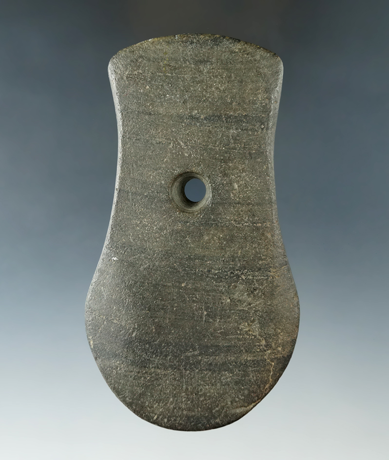 4 1/4" Adena Keyhole Pendant - Piqua, Miami Co., Ohio. Pictured in Who's Who #10.  Ex. Moorehead.