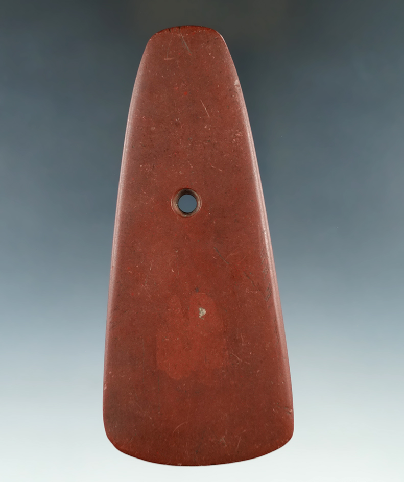 4 7/8" Intrusive Mound Trapezoidal Pendant- Hardin Co., Ohio. Lightly tallied at top with engravings