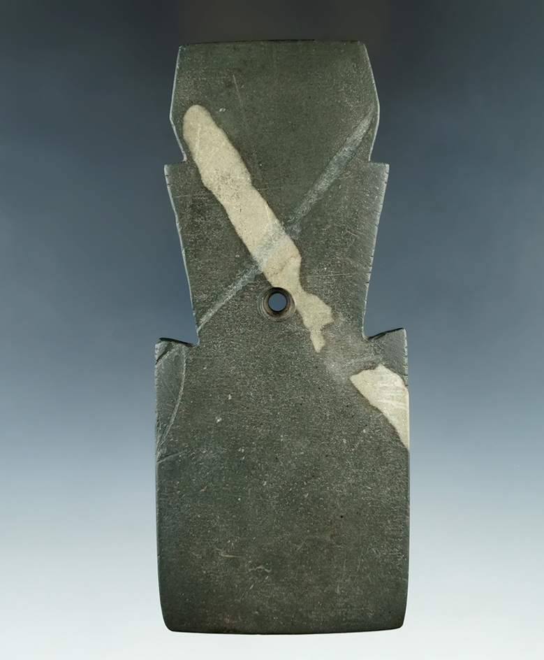 Incredible style! Sale Highlight! 5" Hopewell Double Notch Shovel Pendant - Washington Co., Ohio.