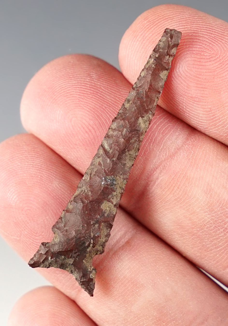 Nice 1 13/16" Sidenotch made from red Jasper. Found in Sacramento Co., California in the 1960's.