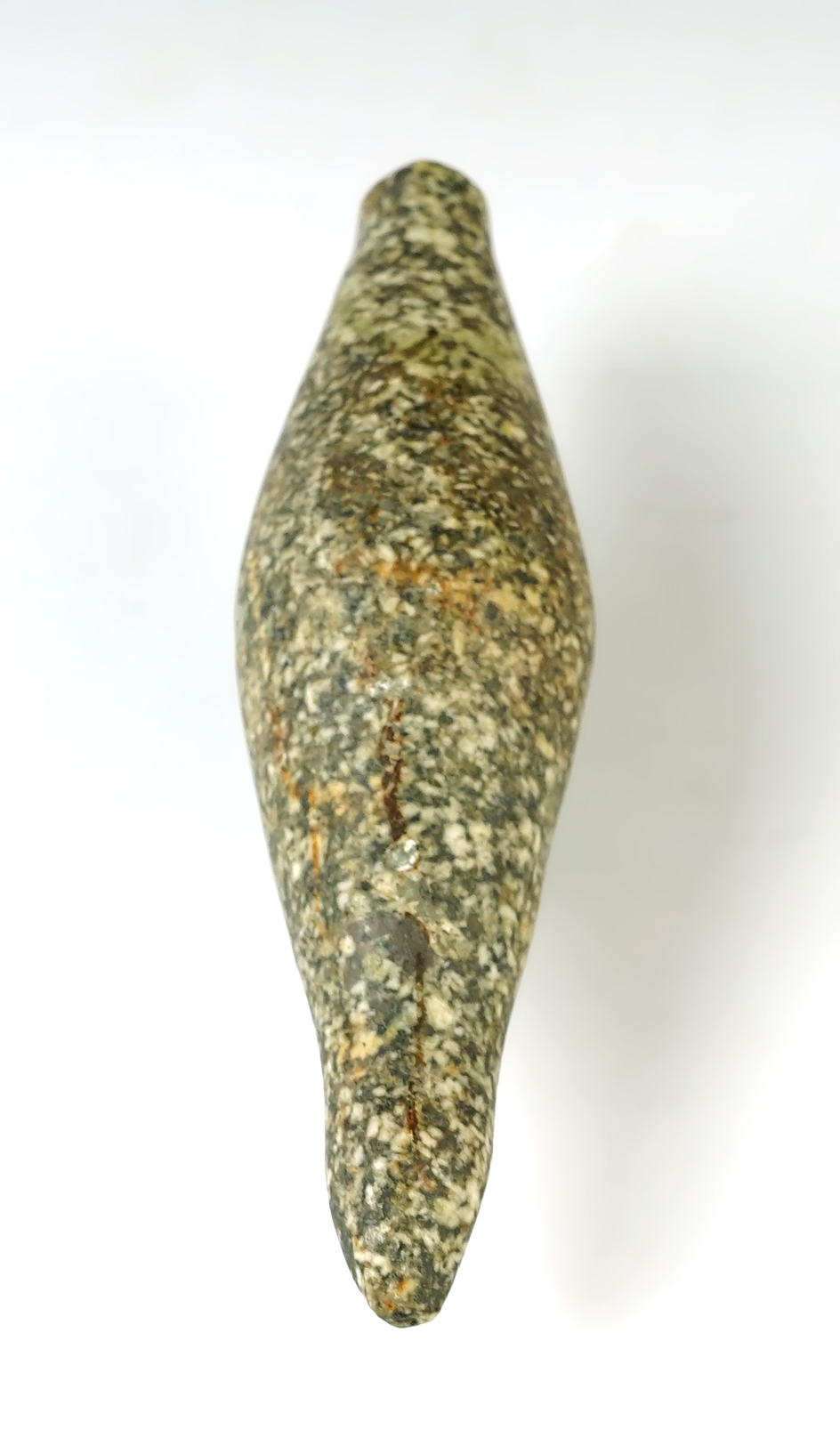 4 7/8" beautifully styled Charmstone made from Granite found in Colusa Co., California.