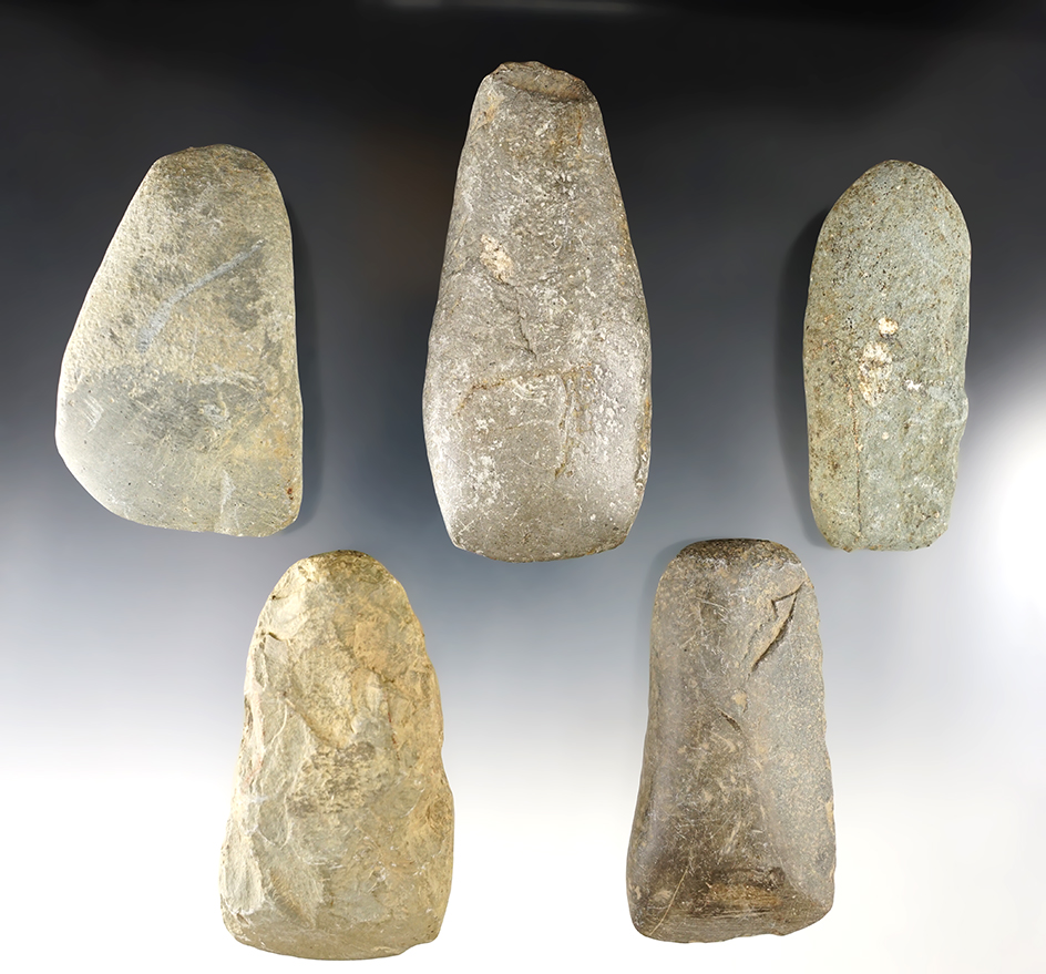 Group of 5 Celts, largest is 4". Found south of Lexington,Richland Co., Ohio by Jack Turner.