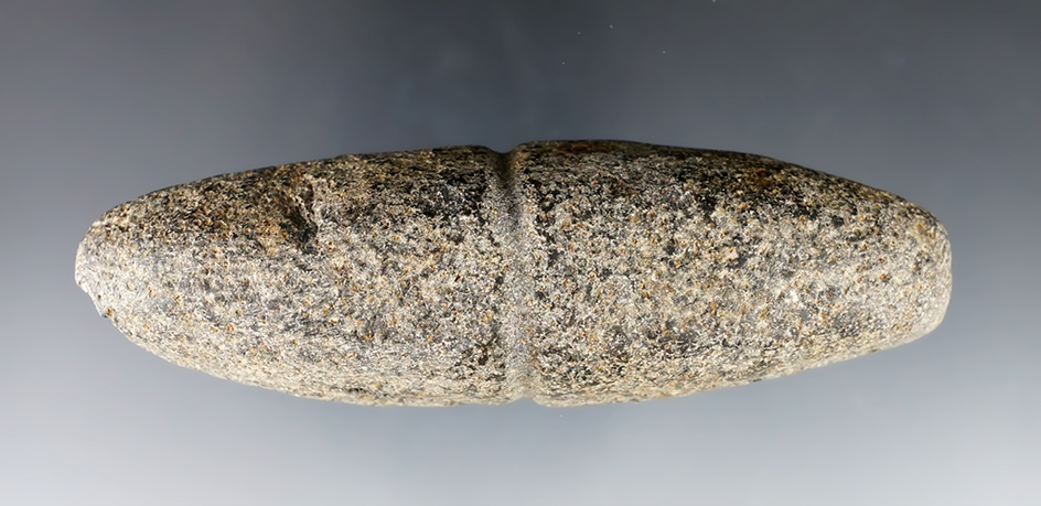 4 3/16" Center Grooved Bar Atlatl Weight found in Pennsylvania.