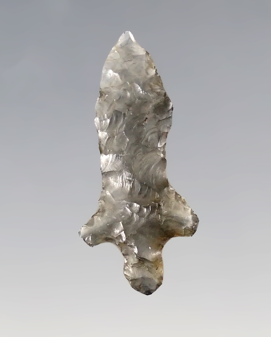 Nicely made 1 5/16" Rose Springs Stemmed found near Clear Lake, Modoc Co., California in 1960's.