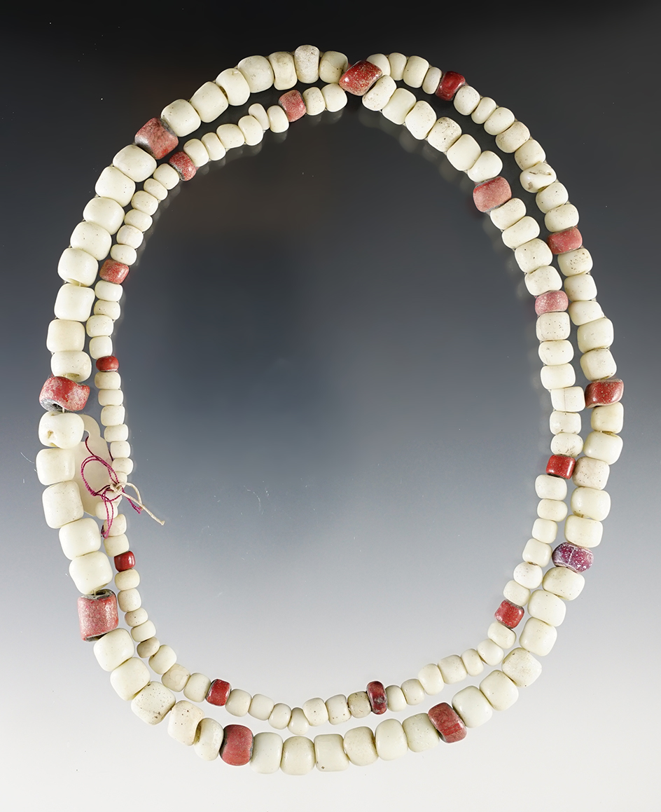 29" strand of red and white beads found in California. Ex. Hough.