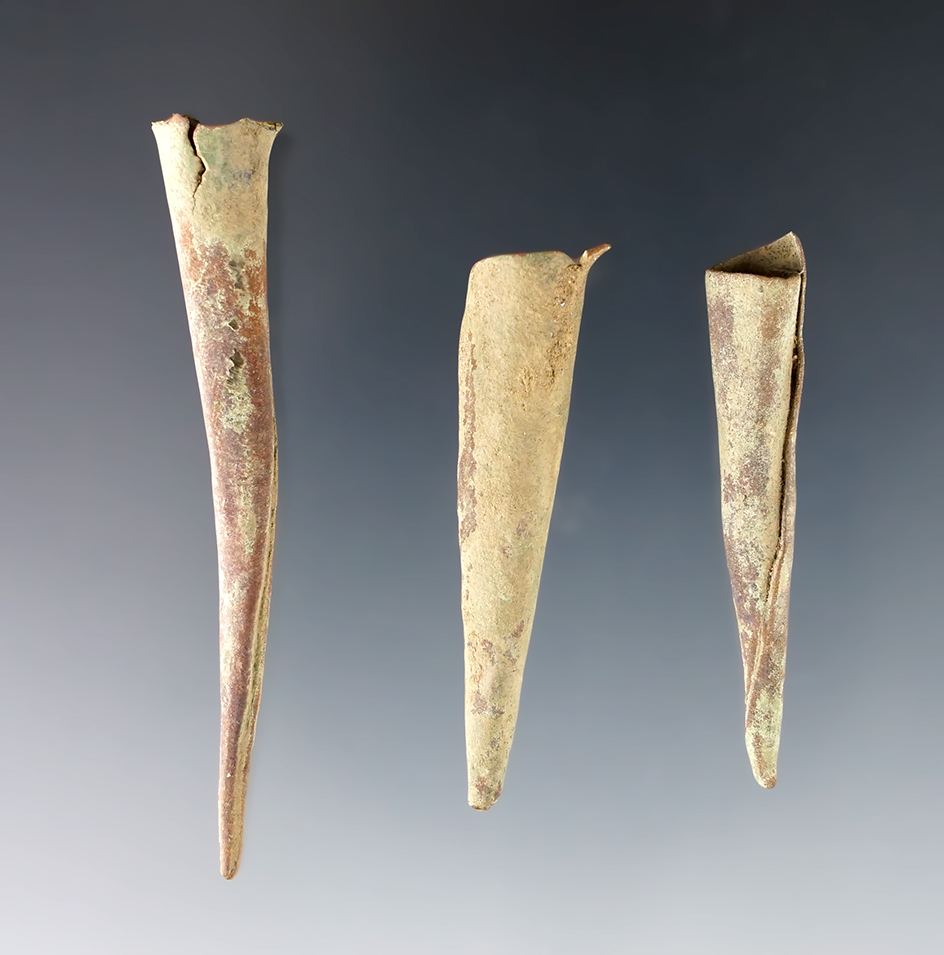 Set of 3 Conical Points found in White Springs, Geneva, New York. The largest is 2 3/8".