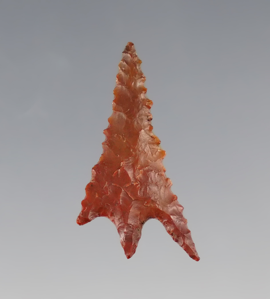 Amazing serration on this 1 1/16" Gunther made from red Jasper. Southwest Oregon in the 1960's.