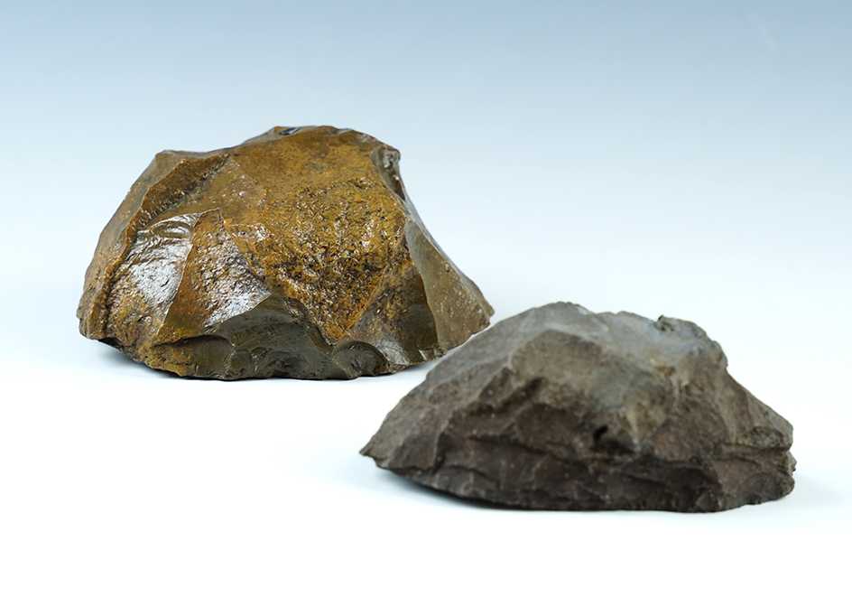 Pair of huge Cores found in Suwannee Co., Florida. Both are well patinated.  The largest is 4 2/16".