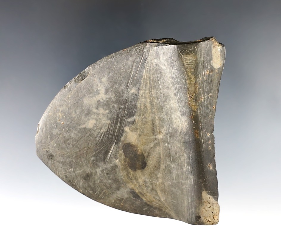 3" x 3" Black Slate Wing Banner half - Huron Co., Ohio, by Jack Hooks. Out of his study frame.