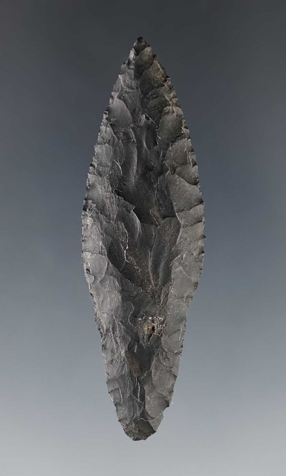 Nicely flaked 2 1/4" knife that was glued to a board. Found near the Columbia River.