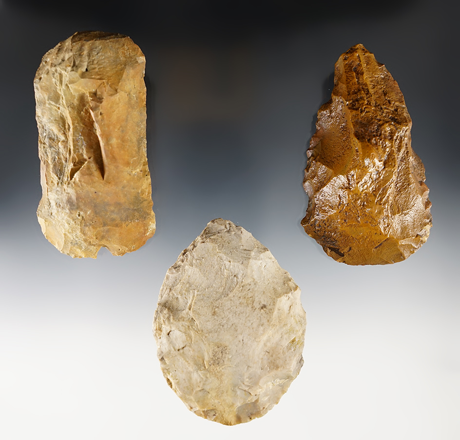 Set of 3 patinated Blades found in Gilchrist Co., Florida. The largest is 3 13/16".