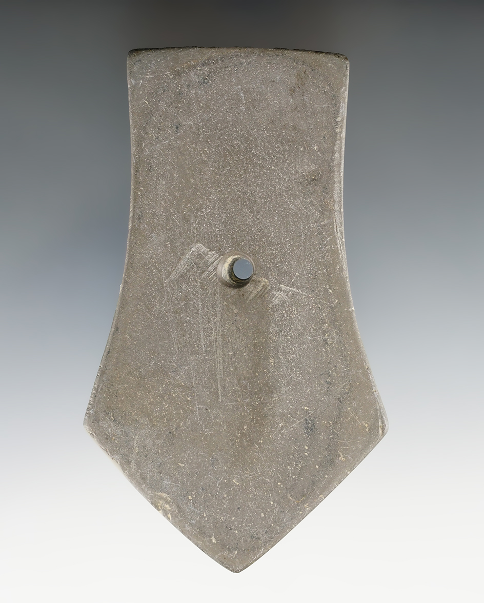 4 1/4" Hopewell Pentagonal Pendant found in or near Farmland, Randolph Co., Indiana.