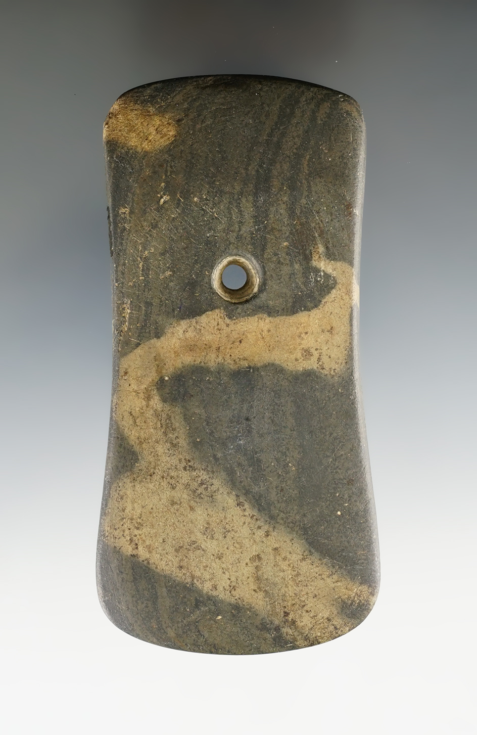 4 3/16" Pendant made from Banded Slate. Found by Robert Miles in Henry Co., Indiana.