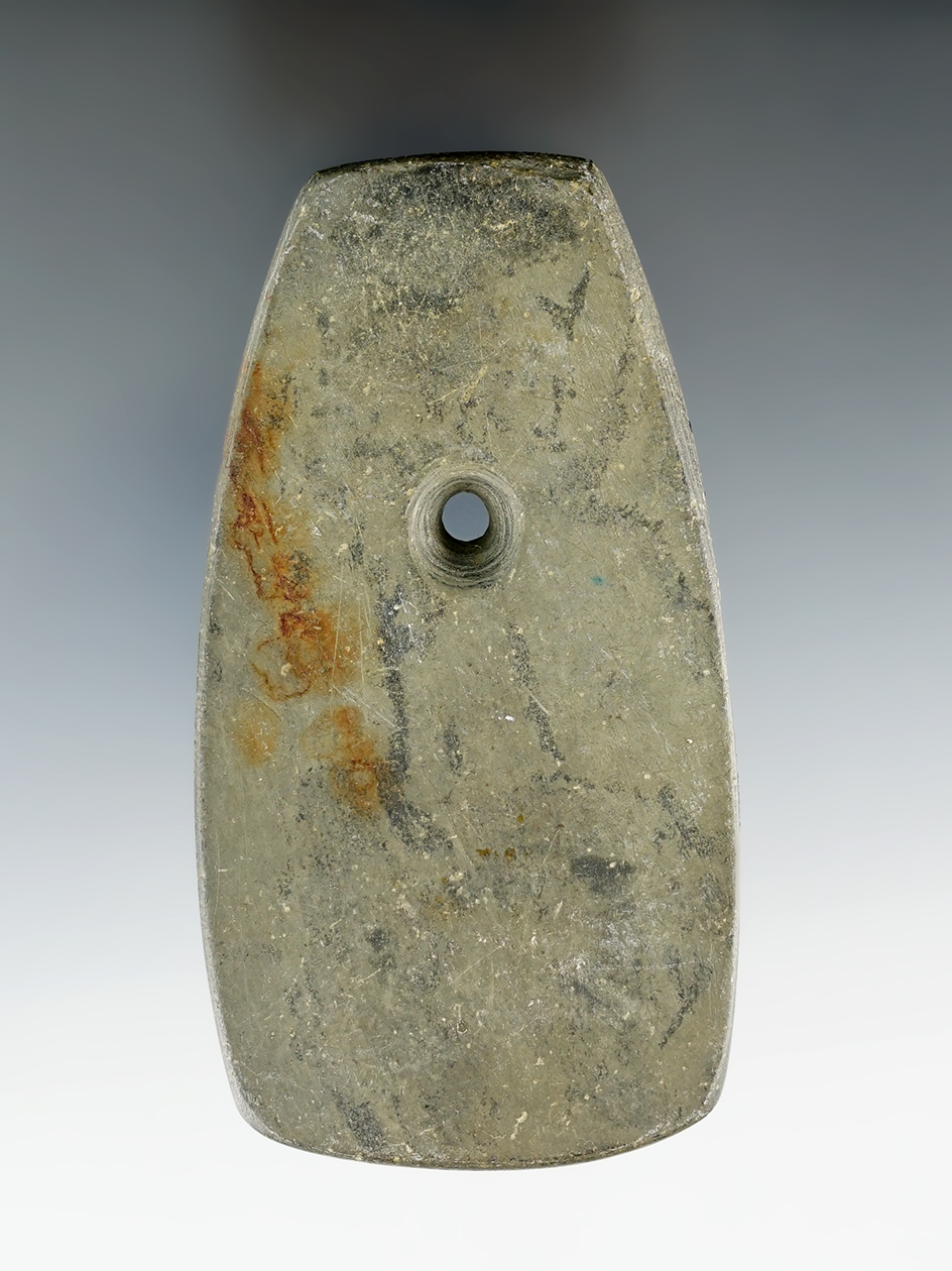 4" Adena Trapezoidal Pendant - De Kalb Co., Indiana. Ex. Donald Boudeman, Cameron Parks.