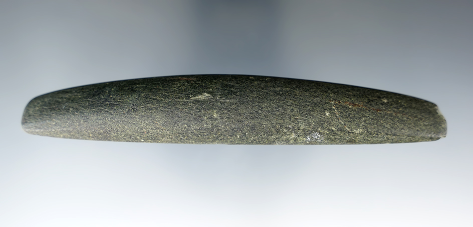 5 1/8" Archaic Elliptical Bar Weight -  Mica Schist, found in Mercer Co., Ohio. Ex. Max Shipley.