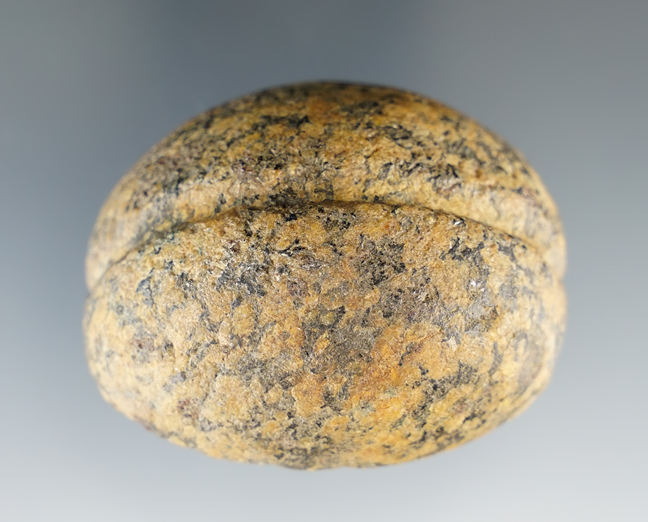 1 15/16" Woodland Grooved Loafstone made from Granite. Found in Scioto Co., Ohio. Ex. Dilley.