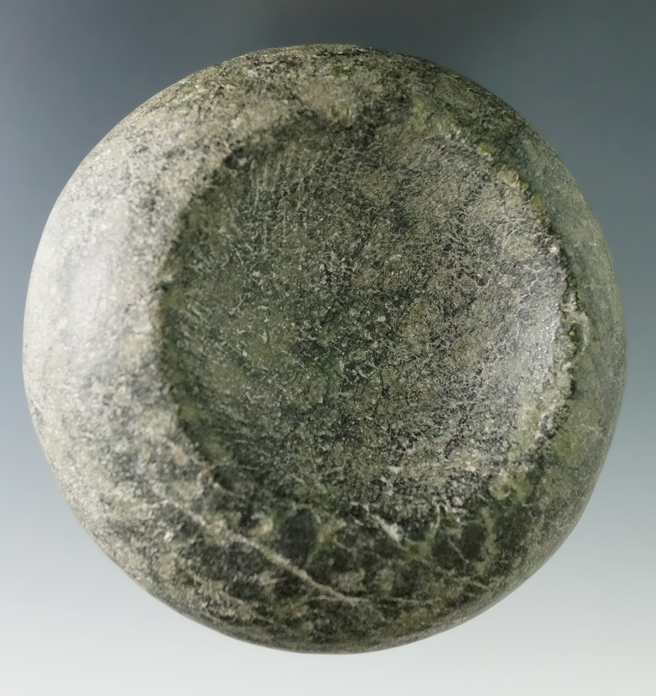 3 1/4" Discoidal made from Hardstone, found in Butler Co., Ohio. Ex. N.E. Carter, Earl S. Beatty.