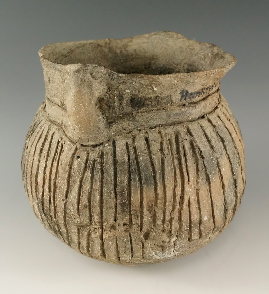 5 3/4" Ft. Ancient Clay Pot found near the Miami River, Hamilton Co., Ohio.