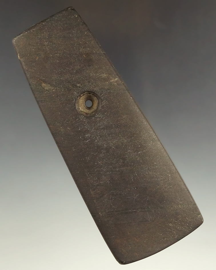 5 2/16" Adena Trapezoidal Pendant found in Union Co., Ohio. Ex. Perry Snider, Rick Waibel.